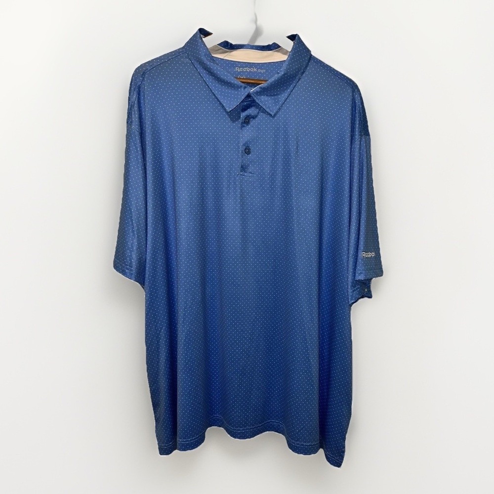 Reebok Golf Polo Shirt Mens 4XL Blue Micro Dot Short Sleeve Big and Tall
